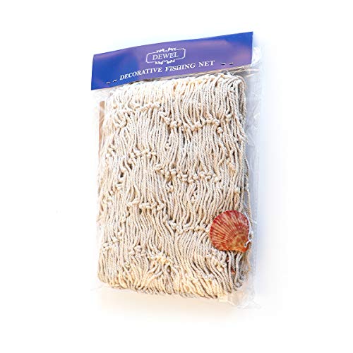 DEWEL Red Marinera Decorativa con Concha Estilo del Mediterránea Decoración de Pared Cosido a Mano 200 * 150 cm (Blanco)