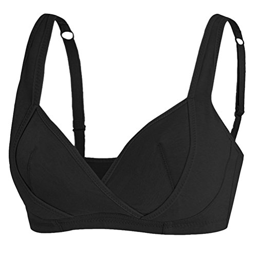 Dexinx Mujer Sujetador Atractivo de Lactancia Sujetador Ajustable de Enfermería Sin Aros Cómodo Negro M