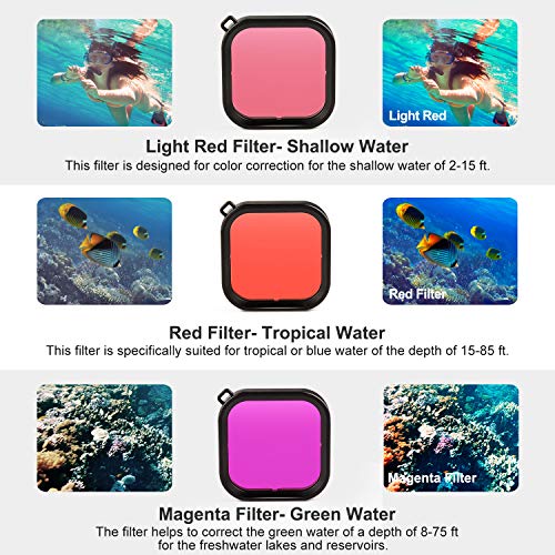 Deyard 52 en 1 Kit de Accesorios para GoPro Hero 8 Black, Funda Impermeable con 3 Filtros, Funda de Goma para Cuerpo/Cabeza/Correa de Muñeca/Clip de mochilas para el coche