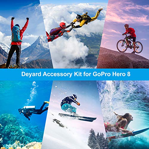 Deyard 52 en 1 Kit de Accesorios para GoPro Hero 8 Black, Funda Impermeable con 3 Filtros, Funda de Goma para Cuerpo/Cabeza/Correa de Muñeca/Clip de mochilas para el coche