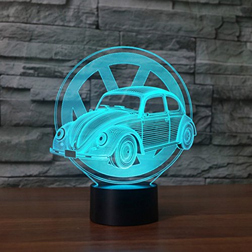 DFDLNL 7 Colores cambiantes Escarabajo Modelo de Coche 3D lámpara de Mesa led botón táctil USB vehículo Luces nocturnas   Regalos niños Dormitorio decoración
