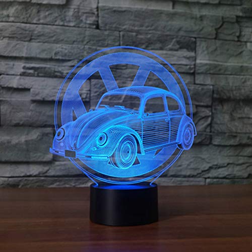 DFDLNL 7 Colores cambiantes Escarabajo Modelo de Coche 3D lámpara de Mesa led botón táctil USB vehículo Luces nocturnas   Regalos niños Dormitorio decoración