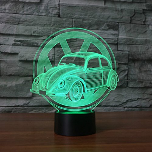 DFDLNL 7 Colores cambiantes Escarabajo Modelo de Coche 3D lámpara de Mesa led botón táctil USB vehículo Luces nocturnas   Regalos niños Dormitorio decoración