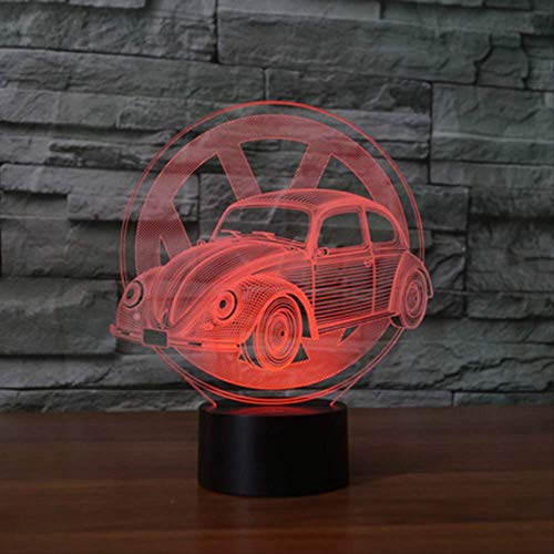 DFDLNL 7 Colores cambiantes Escarabajo Modelo de Coche 3D lámpara de Mesa led botón táctil USB vehículo Luces nocturnas   Regalos niños Dormitorio decoración
