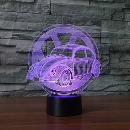 DFDLNL 7 Colores cambiantes Escarabajo Modelo de Coche 3D lámpara de Mesa led botón táctil USB vehículo Luces nocturnas   Regalos niños Dormitorio decoración