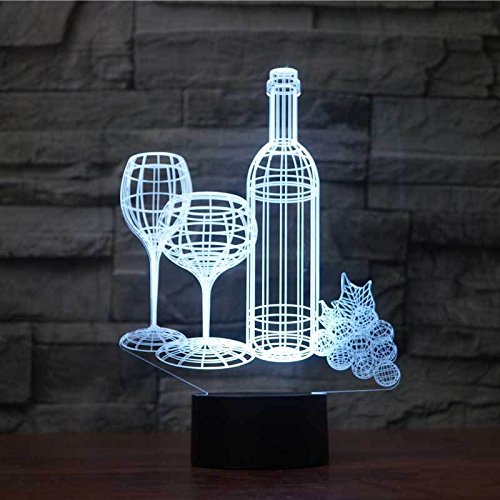 DFDLNL Copa de Vino Led 3D Luz Nocturna Uvas Escritorio romántico Lámparas de Mesa   para niños Fiesta Dormitorio Ambiente Lámpara 3D Regalos para niños