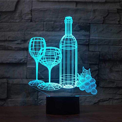 DFDLNL Copa de Vino Led 3D Luz Nocturna Uvas Escritorio romántico Lámparas de Mesa   para niños Fiesta Dormitorio Ambiente Lámpara 3D Regalos para niños