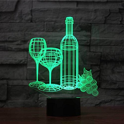 DFDLNL Copa de Vino Led 3D Luz Nocturna Uvas Escritorio romántico Lámparas de Mesa   para niños Fiesta Dormitorio Ambiente Lámpara 3D Regalos para niños