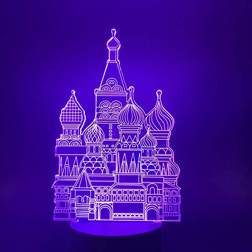 DFDLNL Dibujos Animados Hermoso Castillo de Cenicienta 7 Colores cambiantes ilusión 3D luz de Noche led para bebé niña Dormitorio decoración lámpara de Mesa de luz Nocturna
