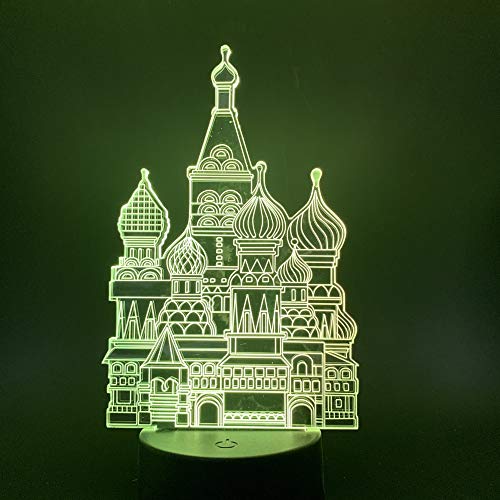 DFDLNL Dibujos Animados Hermoso Castillo de Cenicienta 7 Colores cambiantes ilusión 3D luz de Noche led para bebé niña Dormitorio decoración lámpara de Mesa de luz Nocturna