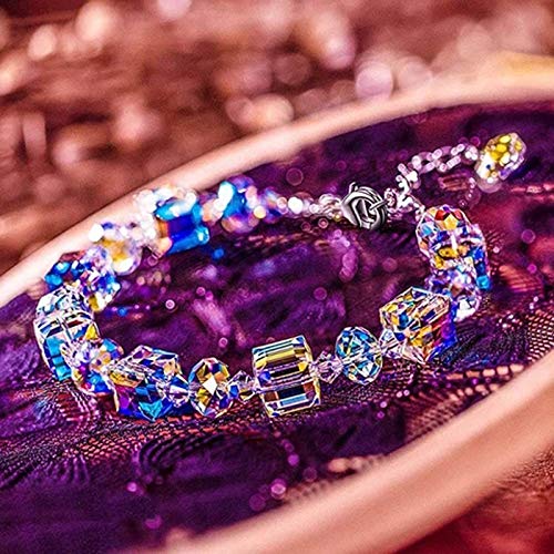 DFSF 3 pizeas Pequeño y romántico, Brillante, Aurora Boreal, Pulsera de Cristal, Pulsera con Cuentas, Regalo de niña de Moda