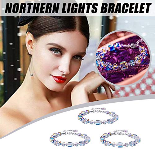 DFSF 3 pizeas Pequeño y romántico, Brillante, Aurora Boreal, Pulsera de Cristal, Pulsera con Cuentas, Regalo de niña de Moda