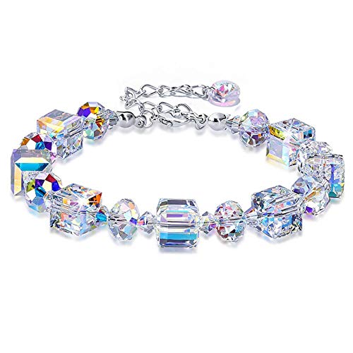 DFSF 3 pizeas Pequeño y romántico, Brillante, Aurora Boreal, Pulsera de Cristal, Pulsera con Cuentas, Regalo de niña de Moda
