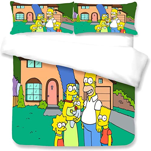 DFTY Simpson Juego de Funda Nórdica 2/3 Piezas 3D Cartoon Juego de Funda Nórdica 1/2 Fundas de Almohada Suave Microfibra No Se arruga Antimanchas, 11, 140*210CM