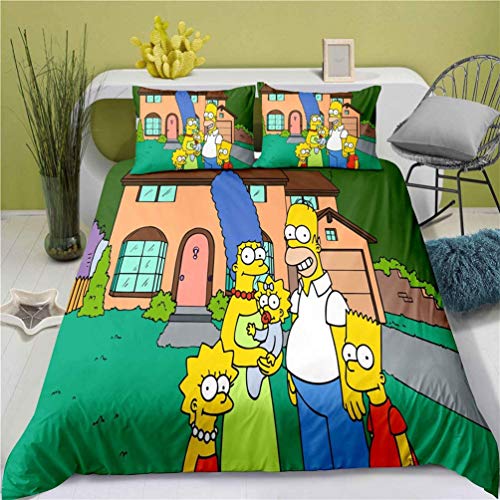 DFTY Simpson Juego de Funda Nórdica 2/3 Piezas 3D Cartoon Juego de Funda Nórdica 1/2 Fundas de Almohada Suave Microfibra No Se arruga Antimanchas, 11, 140*210CM