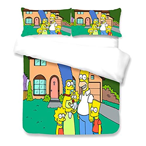 DFTY Simpson Juego de Funda Nórdica 2/3 Piezas 3D Cartoon Juego de Funda Nórdica 1/2 Fundas de Almohada Suave Microfibra No Se arruga Antimanchas, 11, 140*210CM