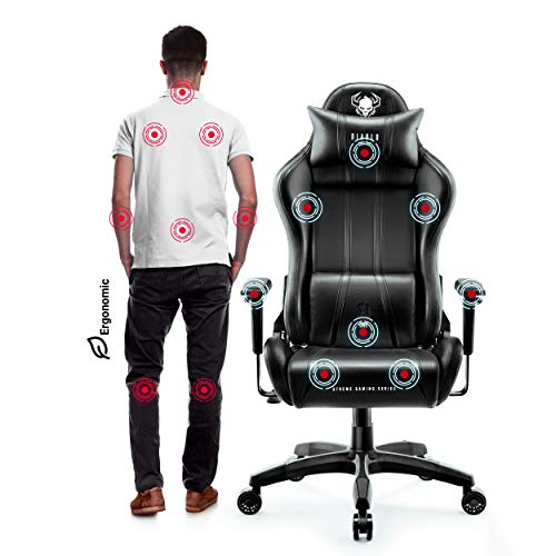 Diablo X-One 2.0 Silla Gaming Gamer Oficina Sillon de Ordenador Reposabrazos Ajustables Cuello/Cojín Lumbar Diseño Ergonómico (Negro, Normal)