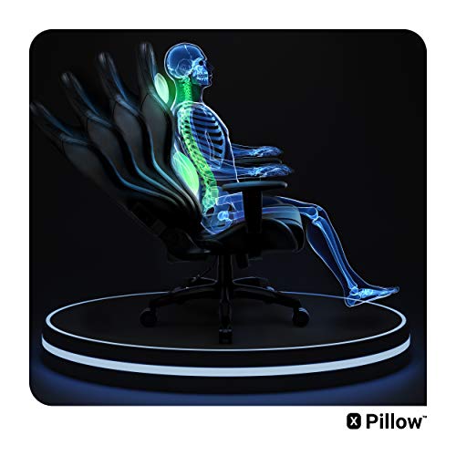 Diablo X-One 2.0 Silla Gaming Gamer Oficina Sillon de Ordenador Reposabrazos Ajustables Cuello/Cojín Lumbar Diseño Ergonómico (Negro, Normal)