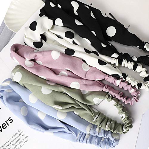 Diadema Tendencia Retro Lunares Dulce Cruz Lunares Diadema Accesorios para el cabello Bufanda de lavado de cara salvaje-Cinta para el pelo en forma de cruz de lunares rosa - tela de tarjetas rotas