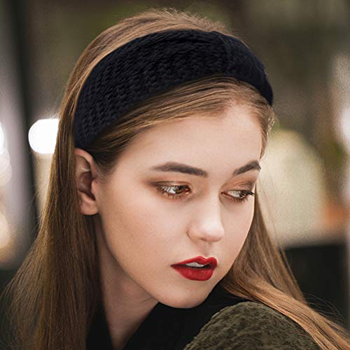 Diademas Mujer Invierno Diadema de Punto Diademas Pelo Mujer Caliente Vendas Elasticas Anchas Banda Oido Calentador Otoño Invierno Accesorios para el Cabello para Mujer