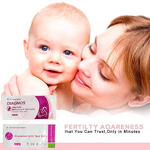DIAGNOS-30Tests de Ovulación 20 mIU/ml y 5 Pruebas de Embarazo 10mIU/ml - Nuevo Formato Económico de 2,5 mm.