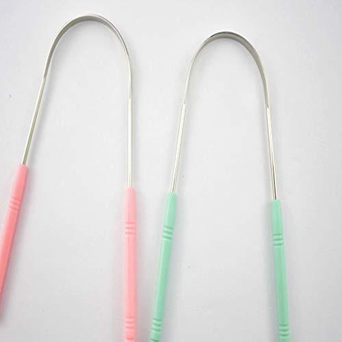Diamoen Lengua raspador de Acero Inoxidable de Limpieza Aliento Fresco Recubierto Limpiador Lingual Remoción Lengua Furred Clean Tool