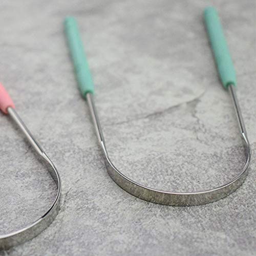 Diamoen Lengua raspador de Acero Inoxidable de Limpieza Aliento Fresco Recubierto Limpiador Lingual Remoción Lengua Furred Clean Tool