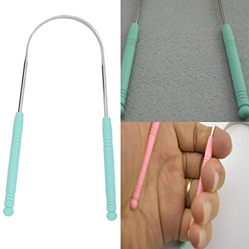 Diamoen Lengua raspador de Acero Inoxidable de Limpieza Aliento Fresco Recubierto Limpiador Lingual Remoción Lengua Furred Clean Tool
