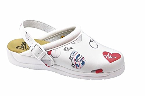 Dian Pisa estampado - zapatos hospitalarios - talla 37 - blanco