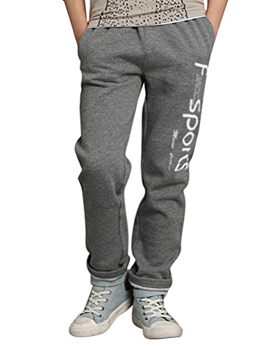 DianShao Pantalones De Deporte Niños Casual Impreso Pantalón Largo De Jogging Negro Gris 150
