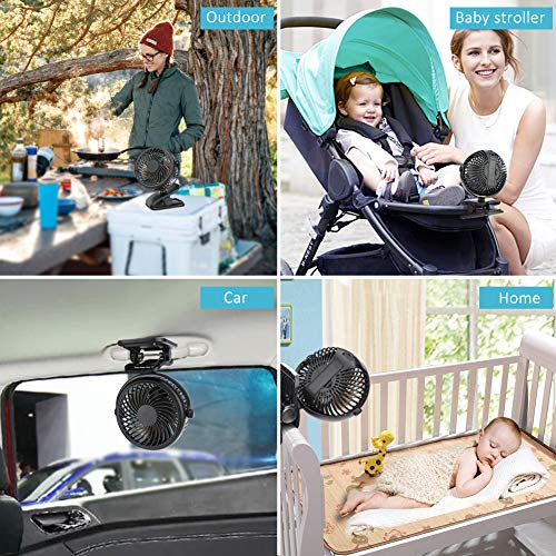 DIAOCARE Ventilador USB,Portátil Mini Ventilador USB Silencioso,3 Velocidades,Recargable 360 Grados de Rotación Ventilador con Clip,Ventilador de Mesa para Cochecito de Bebé/Coche/Viajes/Oficina/Hogar