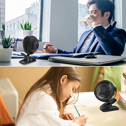 DIAOCARE Ventilador USB,Portátil Mini Ventilador USB Silencioso,3 Velocidades,Recargable 360 Grados de Rotación Ventilador con Clip,Ventilador de Mesa para Cochecito de Bebé/Coche/Viajes/Oficina/Hogar