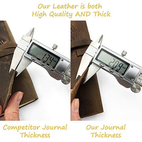 Diario De Cuero, Diario De Viaje, A5 Cuaderno De Escritura Hecho a Mano Vintage Para Hombres Mujeres y Viajeros Antiguo y Suave Cuero Rústico 20x15cm Regalo Perfecto Para Escribir Poesía, Bolígrafo