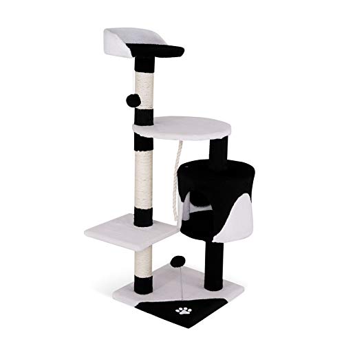 dibea Árbol rascador para Gatos, 112 cm (Negro/Blanco)