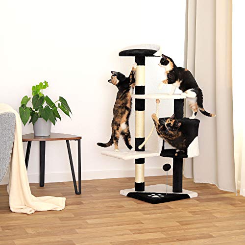 dibea Árbol rascador para Gatos, 112 cm (Negro/Blanco)
