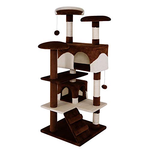 dibea KB00302 Árbol Rascador para Gatos, Altura 130 cm, Escalador Grande Color marrón/Beige