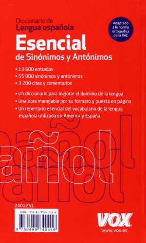 Diccionario Esencial de Sinónimos y Antónimos (VOX - Lengua Española - Diccionarios Generales)