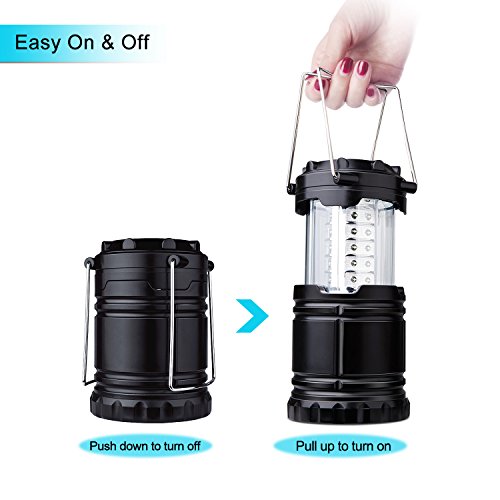 Dieailles -Lote de 2 lámparas Plegables LED, Impermeable, de Dos Piezas, superbrillante, Ideal para campin, Senderismo, Pesca, etc, Color Negro