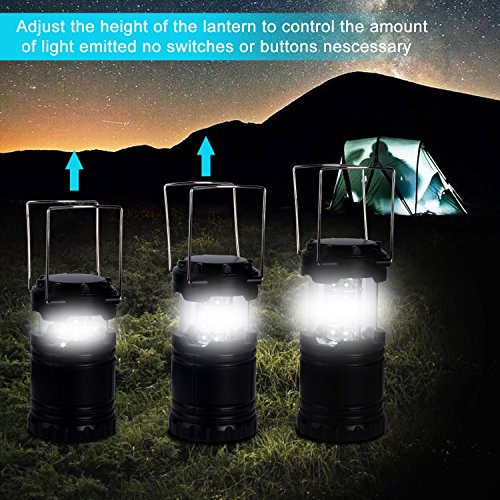 Dieailles -Lote de 2 lámparas Plegables LED, Impermeable, de Dos Piezas, superbrillante, Ideal para campin, Senderismo, Pesca, etc, Color Negro