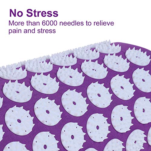 Diealles Shine Pranamat Eco Set, Esterilla Acupresión Kit de Masaje con Cojín y Esterilla de Masaje para Alivia dolores de Espalda y Cuello, Violado