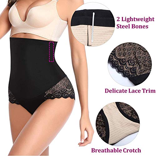 DIFANLIYA - Bragas de control de barriga de cintura alta sin costuras para mujer Negro Negro ( L