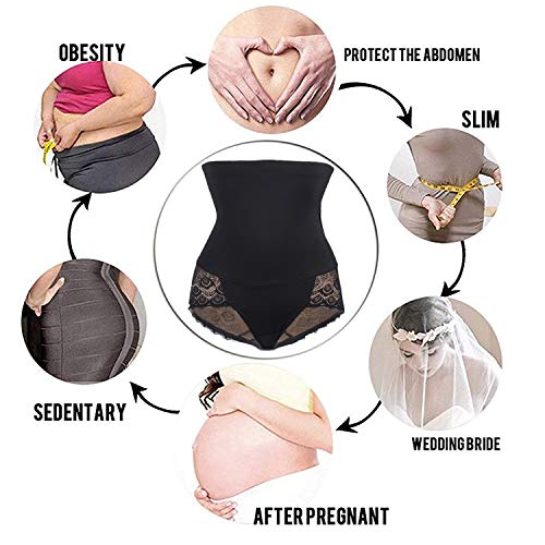 DIFANLIYA - Bragas de control de barriga de cintura alta sin costuras para mujer Negro Negro ( L