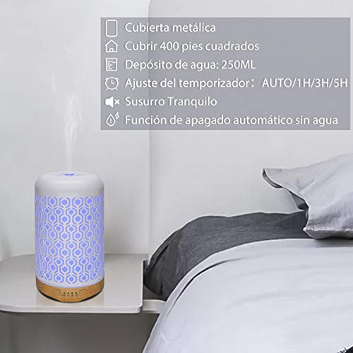 Difusor de aceite esencial de aromaterapia,humidificador silencioso con protección de apagado automático sin agua para SPA,oficina Y casa (Cuadros,250ml)