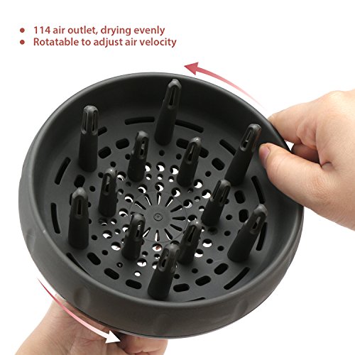 Difusor de secador de pelo, accesorio para difusor de cabello Segbeauty Secador de pelo Difusor con soplador Herramienta de peinado profesional para el cabello fino ondulado natural rizado - Negro