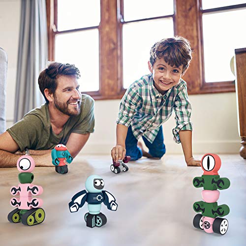 DigHealth 35 Piezas Bloques Magneticos, Juguetes Robot Magnéticos con Caja de Almacenamiento, Juguetes Bloques de Construcción Educativos para Niños Niñas de 2 3 4 5 6 7 8 Años