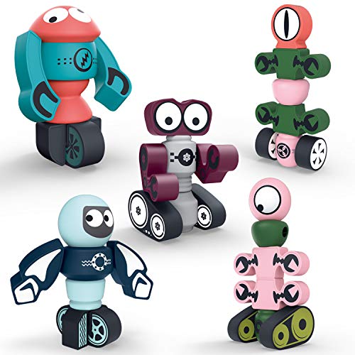 DigHealth 35 Piezas Bloques Magneticos, Juguetes Robot Magnéticos con Caja de Almacenamiento, Juguetes Bloques de Construcción Educativos para Niños Niñas de 2 3 4 5 6 7 8 Años