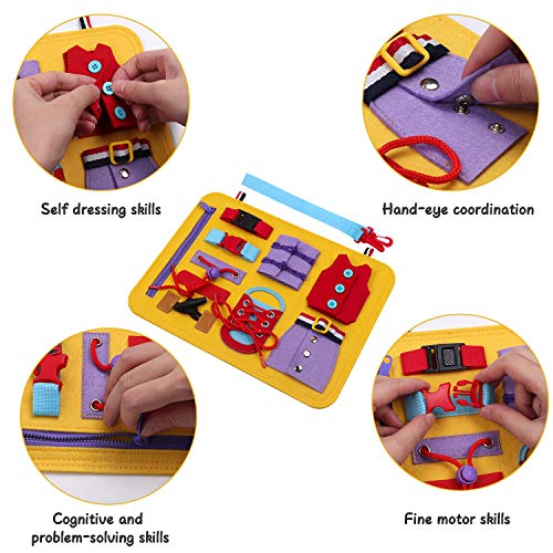 DigHealth Busy Board, 2 Años Juguetes Educativos para Aprender a Habilidades Básicas Vestirse, Juguetes Montessori para Niños de 1 2 3 4 Años