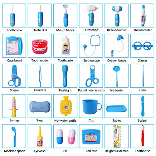DigHealth Maletin Medicos Juguete,34 Piezas Doctora de Juguetes,Maletin Doctor Juego de rol Regalos para Niños Mayores de 3 años
