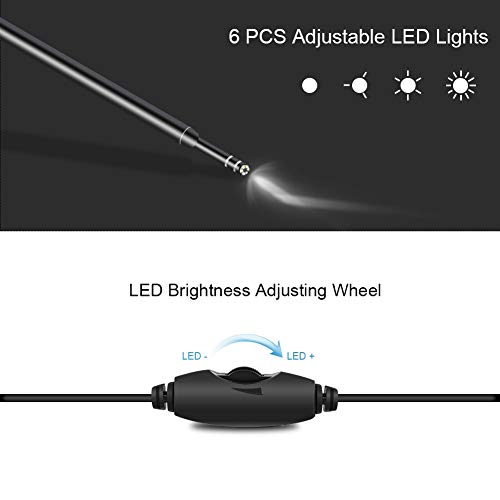 Digital Otoscopio Led, alcance de la cámara del oído Kit de eliminación de la cera del oído Herramienta de limpieza de cera del oído Resistente al agua con clasificación IP67, 3-en-1 USB Micro USB Tip