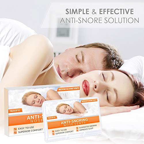 Dilatador antironquidos para el alivio nasal al respirar – Set de 12 dilatadores de silicona suave anti ronquidos de nariz de grado médico - tamaño MEDIANO – ayuda a dormir mejor - de Mobi Lock Beauty